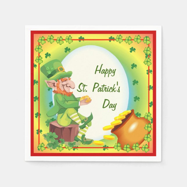 Servilleta De Papel Pota Leprechaun Irlandesa de las servilletas de or (Anverso)
