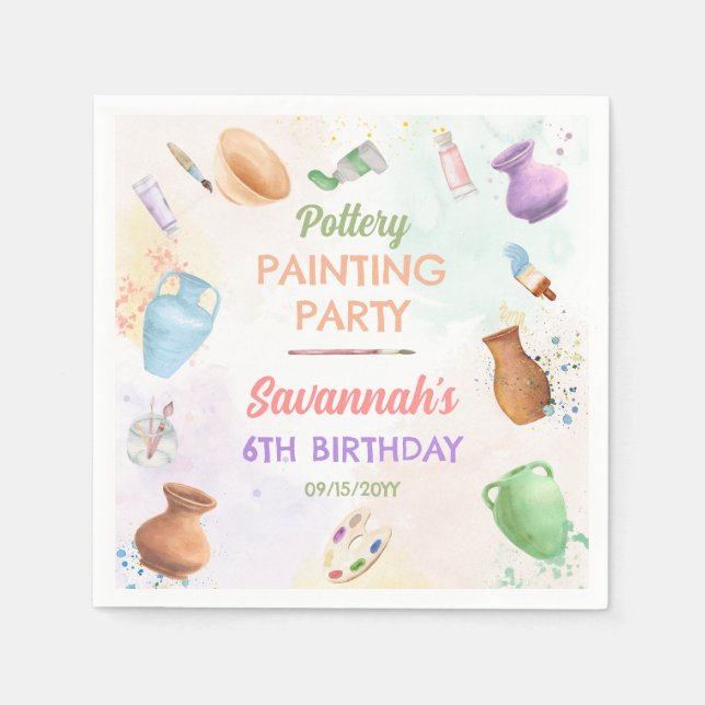 Servilleta De Papel Pottery Painting Birthday (Anverso)