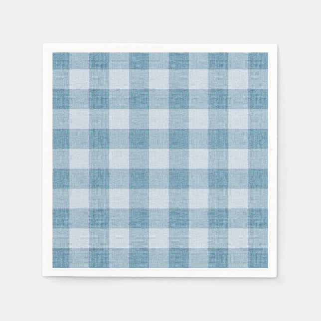 Servilleta De Papel Powder Blue Gingham Buffalo Check Linen Texture (Anverso)
