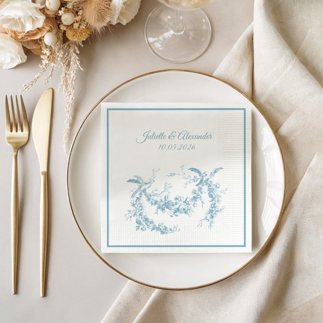 Servilleta De Papel Powder Blue Toile de Jouy Wedding Paper Napkins (Subido por el creador)