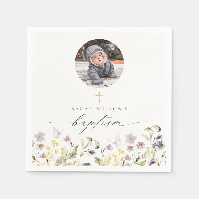 Servilleta De Papel Pradera rosa suave mariposa floral floral foto bau (Anverso)