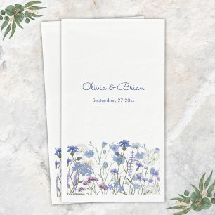 Servilleta De Papel Prado de flores silvestres acuarela azul