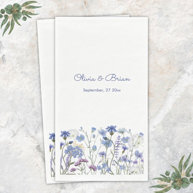 Servilleta De Papel Prado de flores silvestres acuarela azul (Subido por el creador)