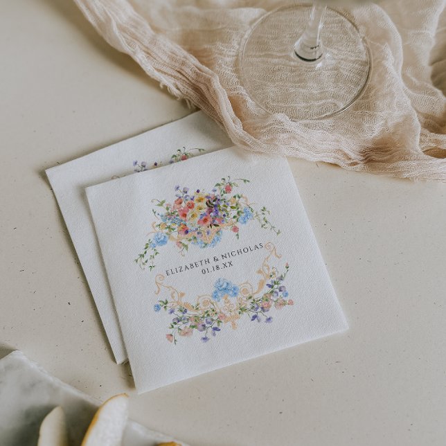 Servilleta De Papel Prado de flores silvestres | Cresta floral de boda (Subido por el creador)