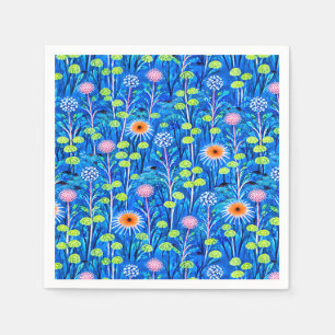 Servilleta De Papel Prado de flores silvestres de fantasía azul