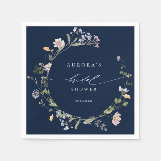 Servilleta De Papel Prado de flores silvestres primaverales de Navy pa (Anverso)