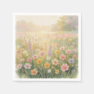 Servilleta De Papel Prado de flores silvestres soñador acuarela floral