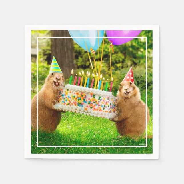 Servilleta De Papel Prairie Dog Birthday Party (Anverso)