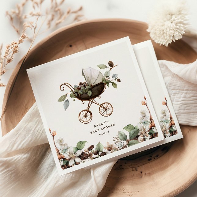 Servilleta De Papel Pram 'Baby is Brewing' Coffee Baby Shower (Subido por el creador)