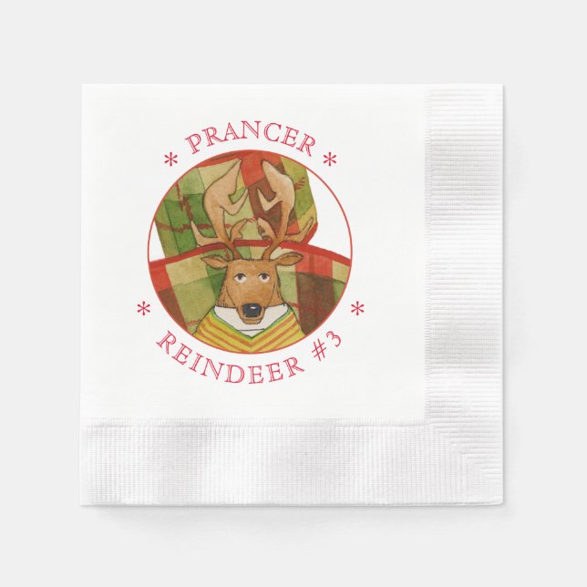 Servilleta De Papel PRANCER REINDEER Cocktail Paper Napkins (Anverso)