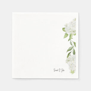 Servilleta De Papel Preciosa Hortensia Blanca Floral Boda Blanca