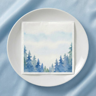 Servilleta De Papel Preciosos árboles de pino azul invierno boda servi