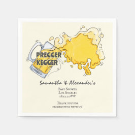 Servilleta De Papel Pregger Kegger Watercolor Beer Co-ED Baby Shower