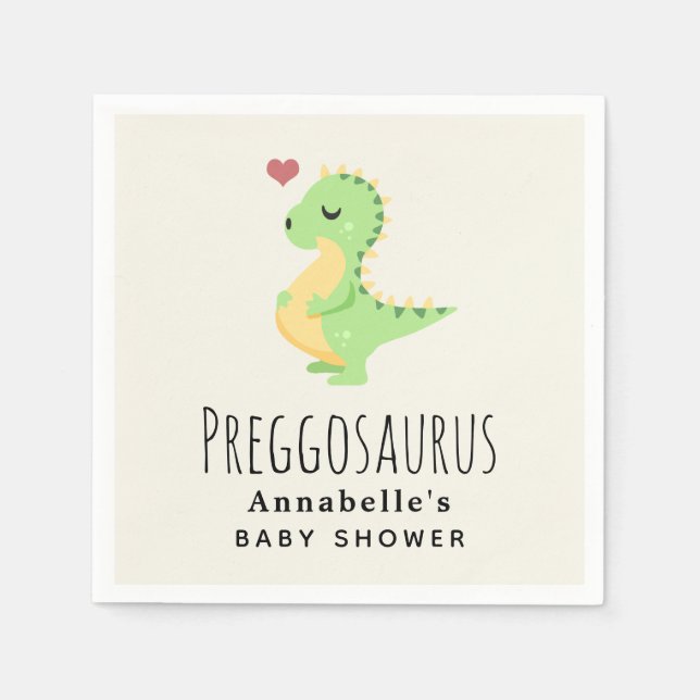 Servilleta De Papel Preggosauro Cute Dinosaurio Bebé ducha (Anverso)