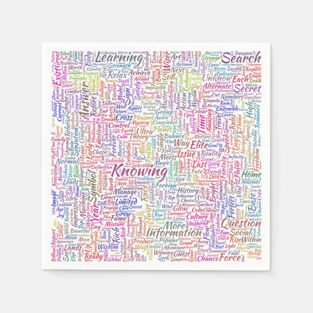 Servilleta De Papel Pregunta Apprendre Nuage MotssTexte Motif Mensaje (Anverso)