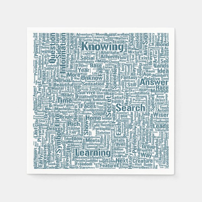 Servilleta De Papel Pregunta Apprendre Nuage MotssTexte Motif Mensaje (Anverso)