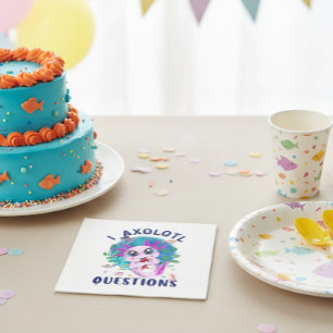 Servilleta De Papel Preguntas Axolotl, anfibio rosa de Kawaii