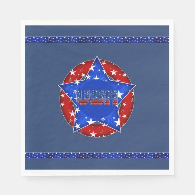 Servilleta De Papel Prensa USA Napkins Red, White, Blue (Anverso)