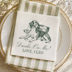 Servilleta De Papel Prep Sage Verde Beagle Champagne Boda