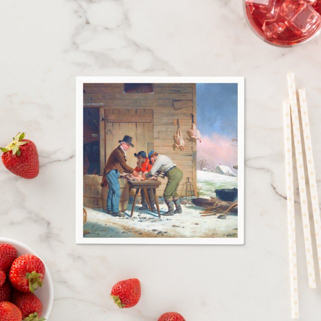 Servilleta De Papel Preparando pavo navidad Francis Edmonds 1851  (In situ)