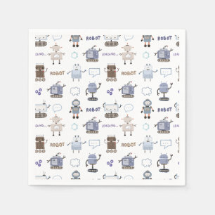 Servilleta De Papel Prepárate para la Diversión Robot Feliz Cumpleaños