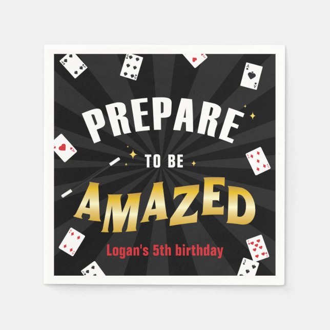 Servilleta De Papel Prepárense para ser asombrosos cumpleaños mago, cu (Anverso)