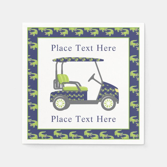 Servilleta De Papel Preppy Alligators Golf Cart (Anverso)