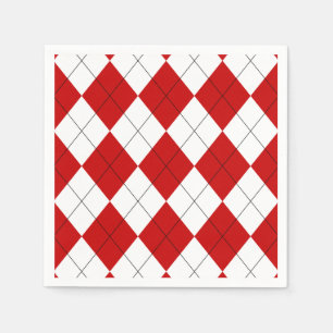 Servilleta De Papel Preppy Argyle Tartán Diamond Plage rojo blanco
