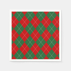 Servilleta De Papel Preppy Argyle Tartán Diamond Plage Verde Rojo