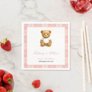 Servilleta De Papel Preppy Bear elegantemente color rosa Baby Shower