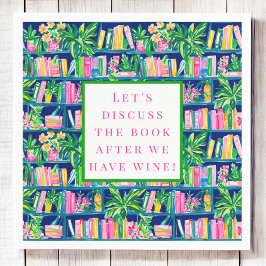 Servilleta De Papel Preppy Book Club Funny Wine Navy