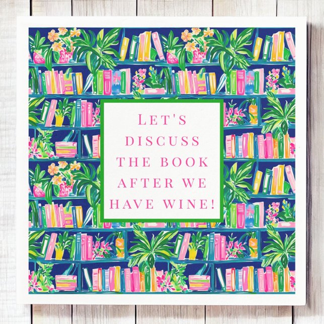 Servilleta De Papel Preppy Book Club Funny Wine Navy (Subido por el creador)