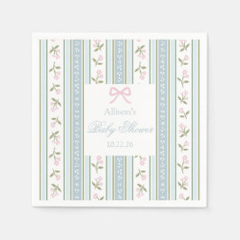 Servilleta De Papel Preppy Bow Baby Shower Napkins | Floral