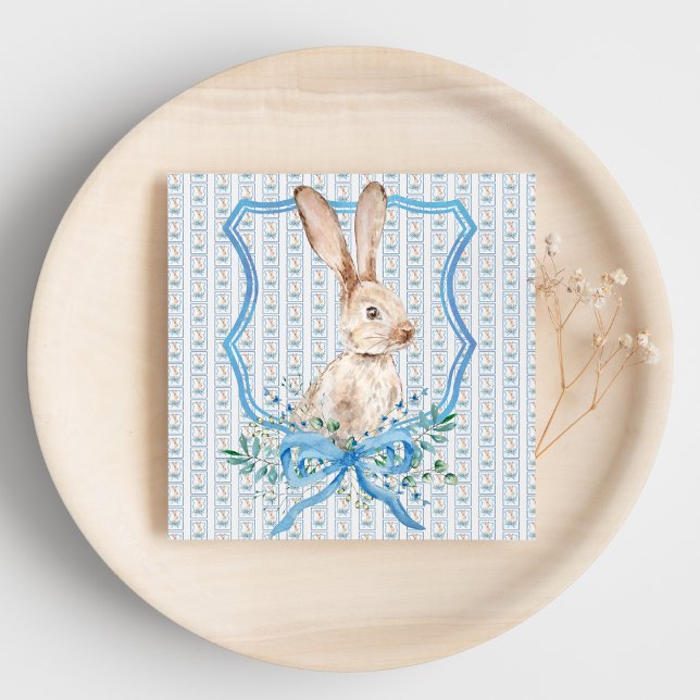 Servilleta De Papel Preppy Bunny Blue Napkin (Subido por el creador)