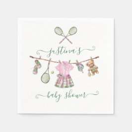 Servilleta De Papel Preppy Chica Tennis Baby Shower Clothesline