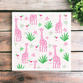 Servilleta De Papel Preppy Clásico Jirafas y Cosmopolitanos Jungla