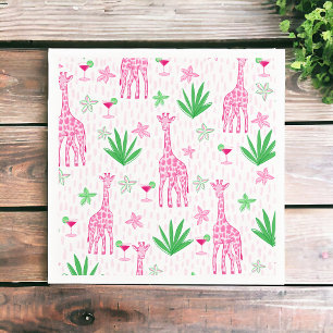 Servilleta De Papel Preppy Clásico Jirafas y Cosmopolitanos Jungla