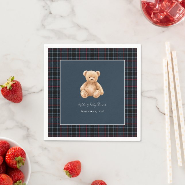 Servilleta De Papel Preppy Classic Teddy Bear Baby Shower  (In situ)