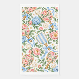 Servilleta De Papel Preppy Coastal Chic Pickleball Azul y Rosa Claro
