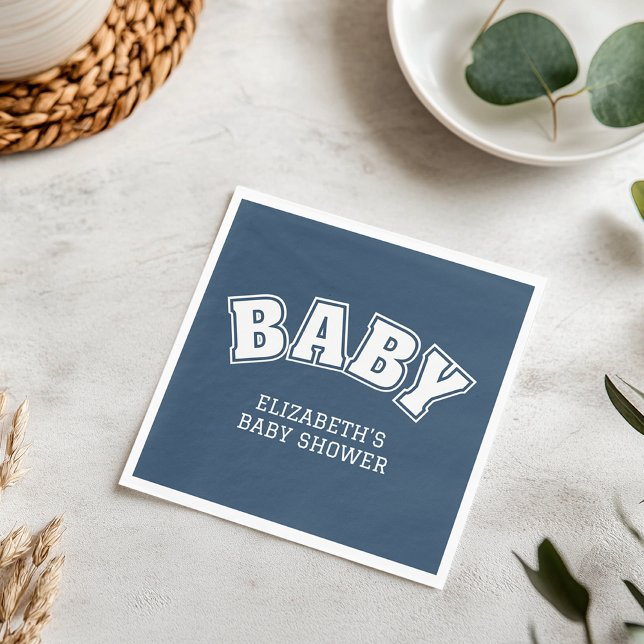 Servilleta De Papel Preppy Collegiate Varsity Navy Baby Shower (Preppy Collegiate Varsity Navy Baby Shower Napkins)