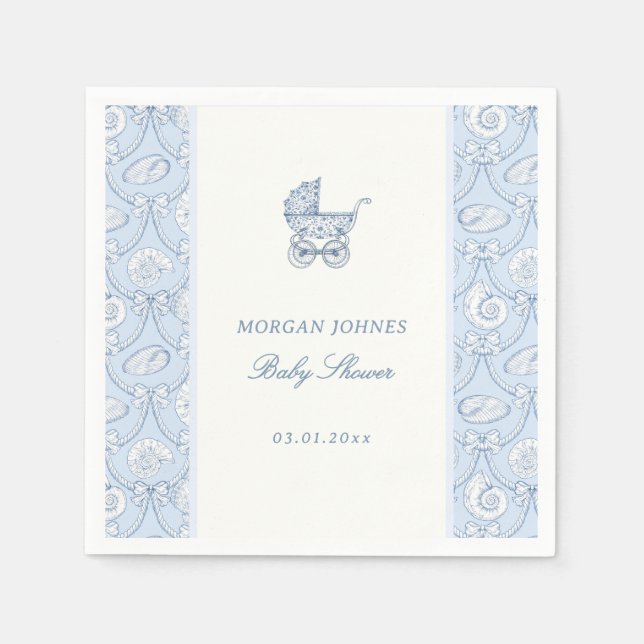 Servilleta De Papel Preppy Couquette Coastal Baby Shower  (Anverso)