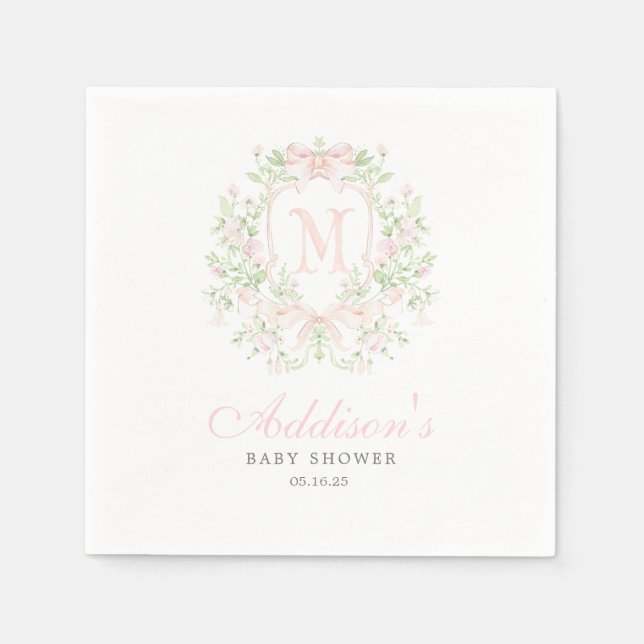 Servilleta De Papel Preppy Crest Baby Shower Invitation (Anverso)