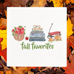 Servilleta De Papel Preppy Favoritos de Otoño / Manzanas Libros Carro 