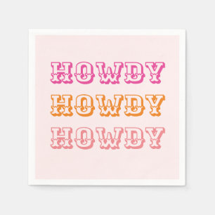 Servilleta De Papel Preppy Girly Howdy Hot Pink Naranja