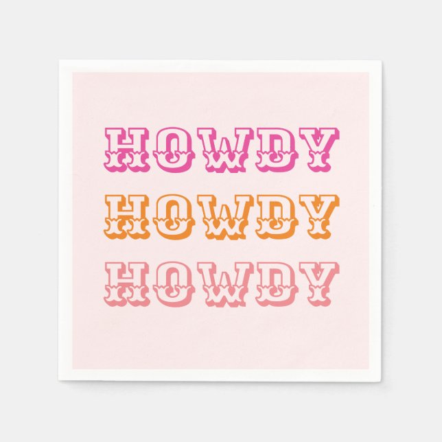 Servilleta De Papel Preppy Girly Howdy Hot Pink Naranja (Anverso)