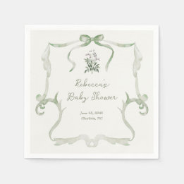 Servilleta De Papel Preppy Grandmillennial Neutral Green Baby Shower
