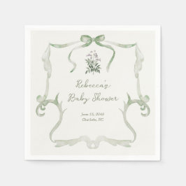 Servilleta De Papel Preppy Grandmillennial Neutral Green Baby Shower