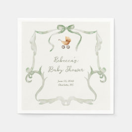Servilleta De Papel Preppy Grandmillennial Sage Green Baby Shower