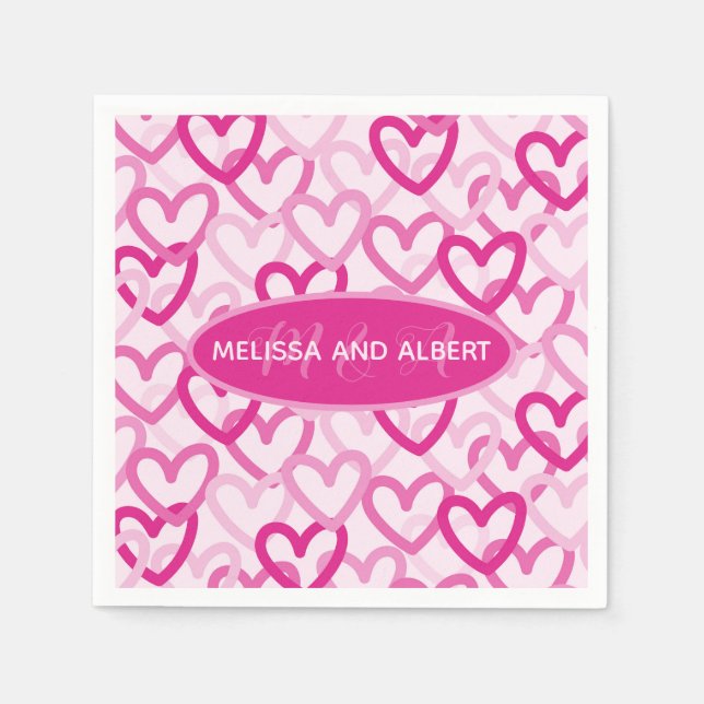 Servilleta De Papel Preppy Hearts Pink (Anverso)