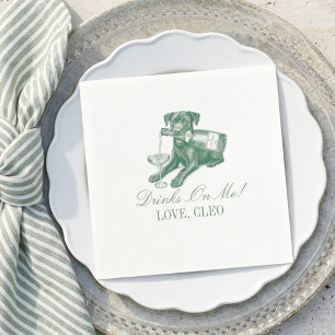 Servilleta De Papel Preppy Labrador Verde Menta Champán Boda